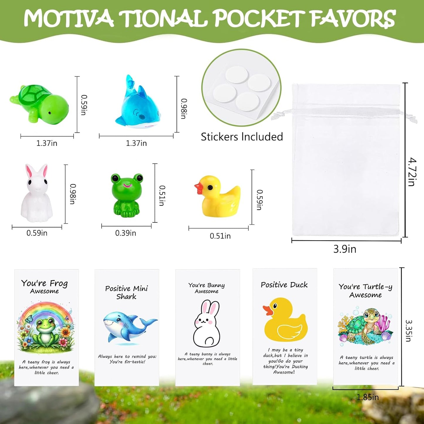 100 Set Employee Appreciation Gifts Bulk for Thank You Staff Back to School Student Teacher Office Coworker Nurse Pocket Gifts Animal Pun Inspirational Note Cards Turtle Shark Frog Duck Rabbit Favors