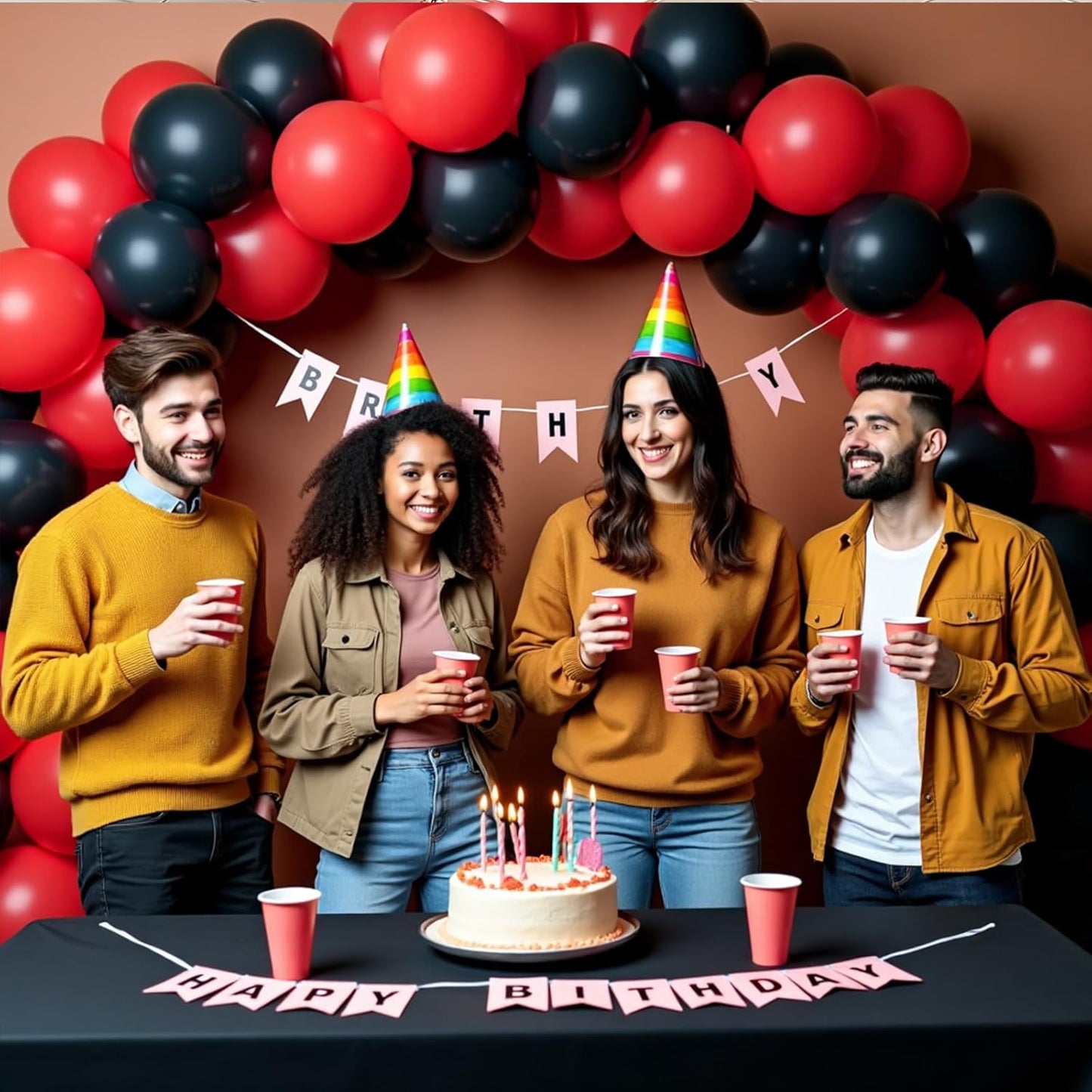 412Pcs Red Black Balloons Garland Arch Kit,18 12 10 5 Inch Different Size Black and Red Balloon Garland fo for Wedding Birthday Graduation BBQ Casino Party Prom Party Arch Decoration