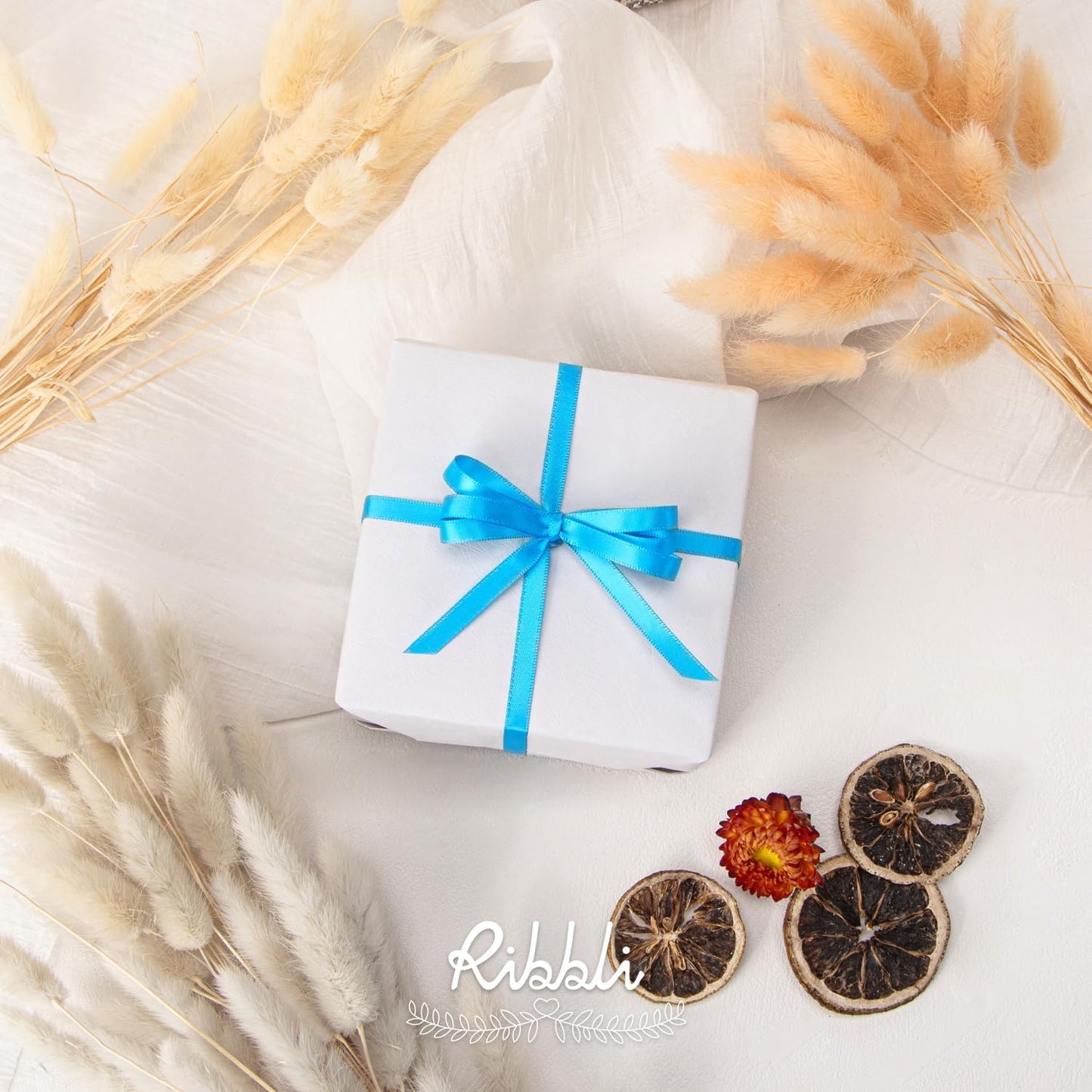 Ribbli Turquoise Blue Double Faced Satin Ribbon,1/4” x Continuous 25 Yards,Use for Bows Bouquet,Gift Wrapping,Wedding Cards Decorating