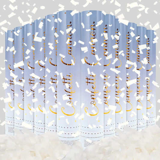 Confetti Poppers White Confetti Cannon 12 Pack Party Poppers Biodegradable12inch Wedding Party Confetti Bulk Streamer Confetti Cannon Launches up to15-25ft for Christmas Birthday Graduation New Year