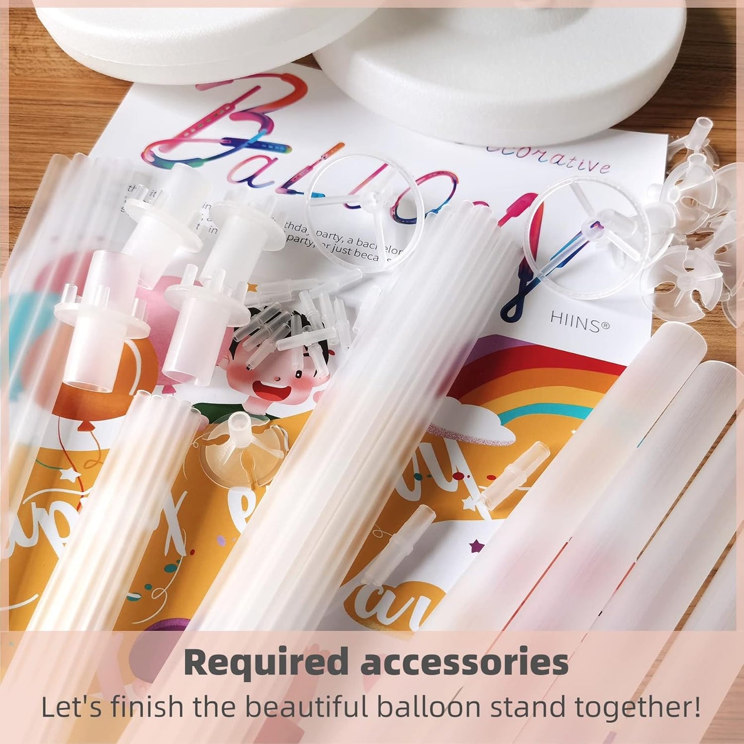 Balloon Column Kit Set of 2 With Balloons Included - with Base, and Pole,Balloon Tower Backdrop Decoration for Wedding, Baby Shower, Birthday Party, or Bachelorette Parties (Gold White)