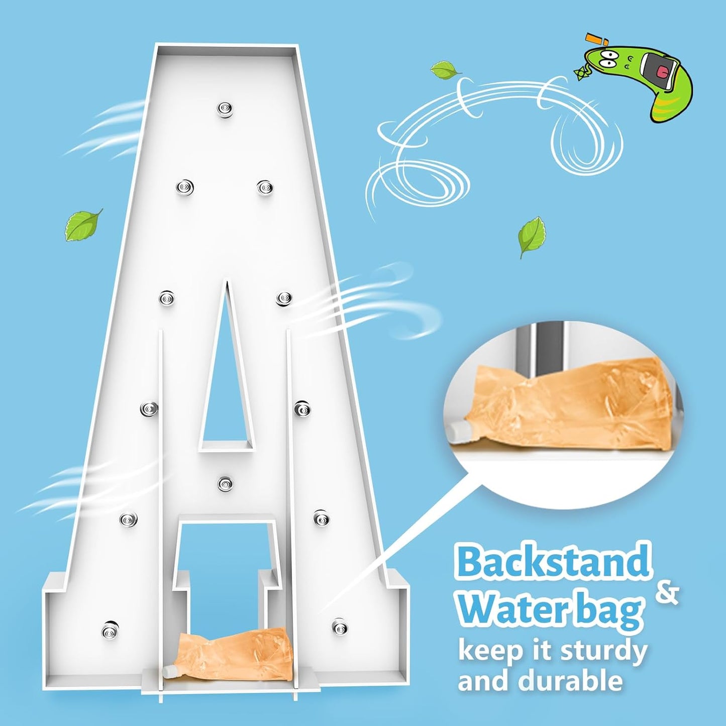 4FT Marquee Light Up Letters Q,Party Decoration Large Marquee Light Up Letters with Weighted Water Bag,Pre-cut Foam Board Set Can Be Used for Birthdays,Weddings,Baby Anniversaries