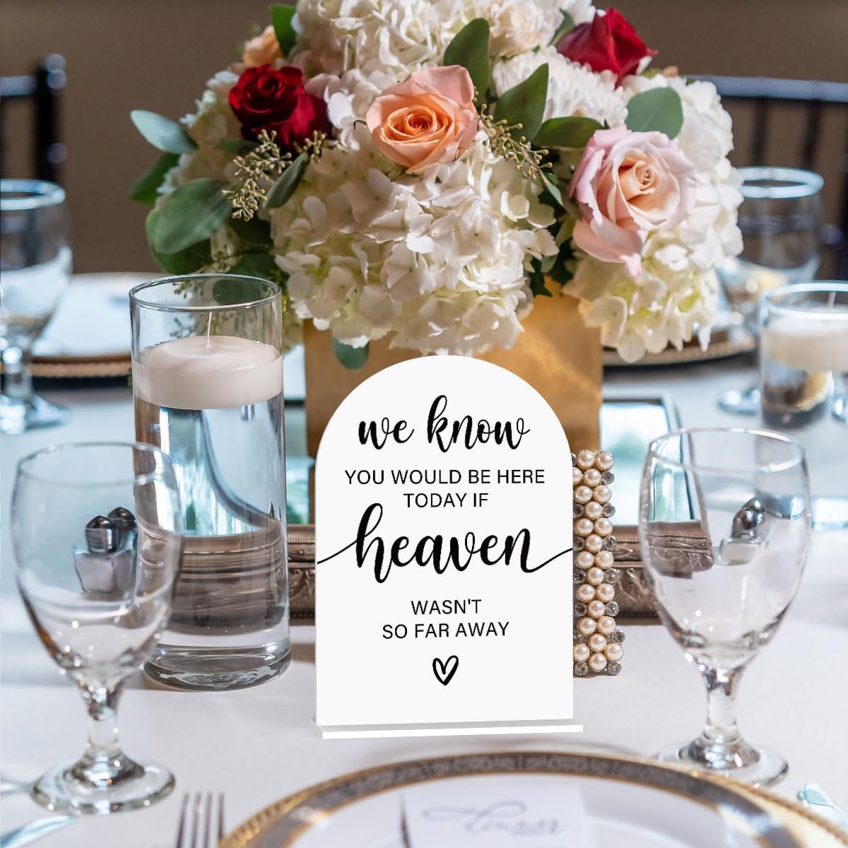 Acrylic Sign, Reception Table Decoration, We Know You Would be Here Today Sign for Ceremony, Modern Font Table Signs, Acrylic Tables Top Signs for Ceremony and Reception (White)