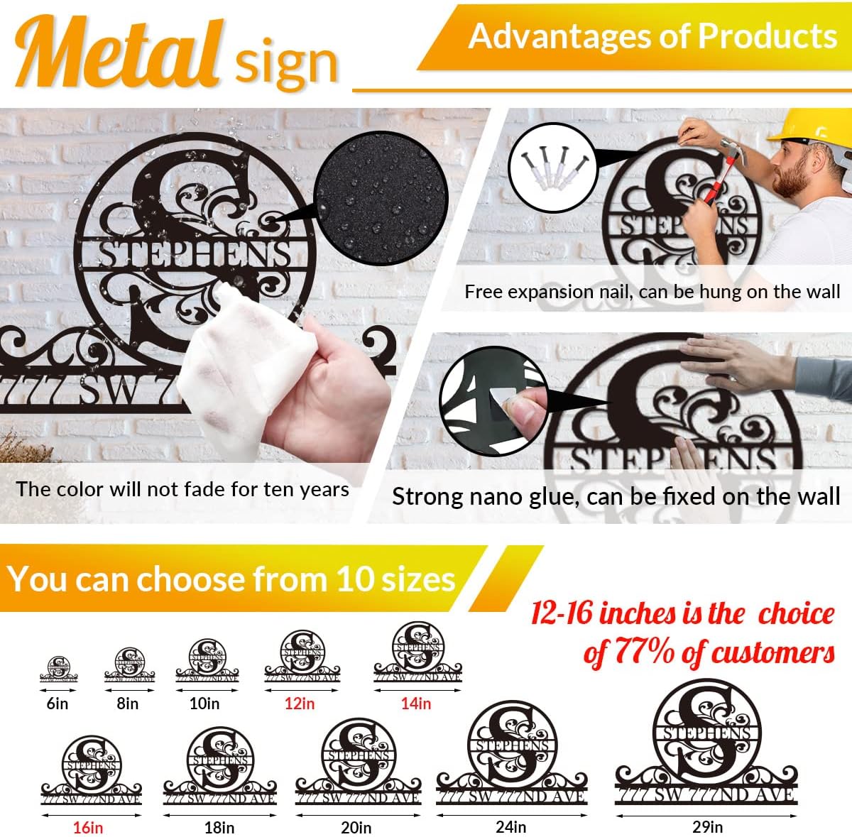 Custom address sign, Custom Signs Outdoor, Personalized Address Plaques for house numbers,House Address Numbers Metal Sign,Name Signs,Family Name Sign