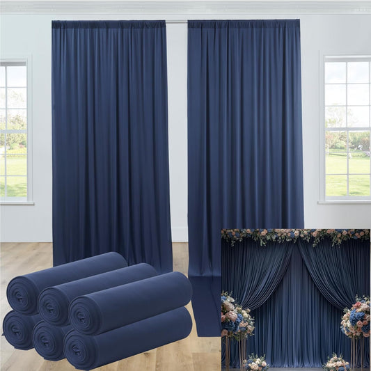 30ftx12ft Wrinkle Free Navy Blue Backdrop Curtain, 6 Panels 12FT Height Navy Blue Wedding Backdrop Drapes, Silky Polyester Back Drop Cloth for Birthday Photography Background Party Backdrop Draping