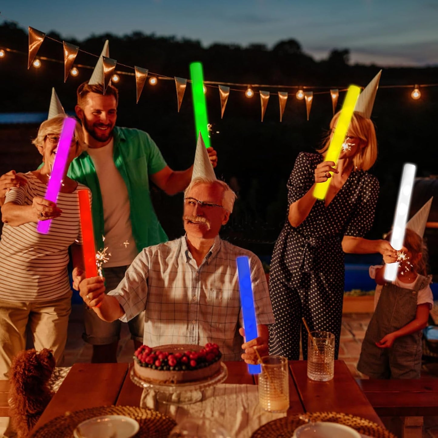 Glow Foam Sticks Bulk, 24 Pcs Yellow Giant LED Light Up Sticks 3 Modes Flashing Glowing Baton Wands Party Supplies for Easter, Wedding, Raves,Concert,Birthday,Christmas, Halloween