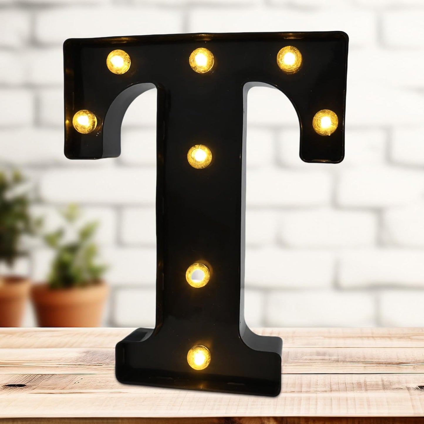 Led Marquee Letters, 8.58 Inch Black Light Up Letters, Small Led Letter Lights, Battery Powered Lighted Letterfor Table, Party, Birthday, Christmas Decor (Black, Letter T)