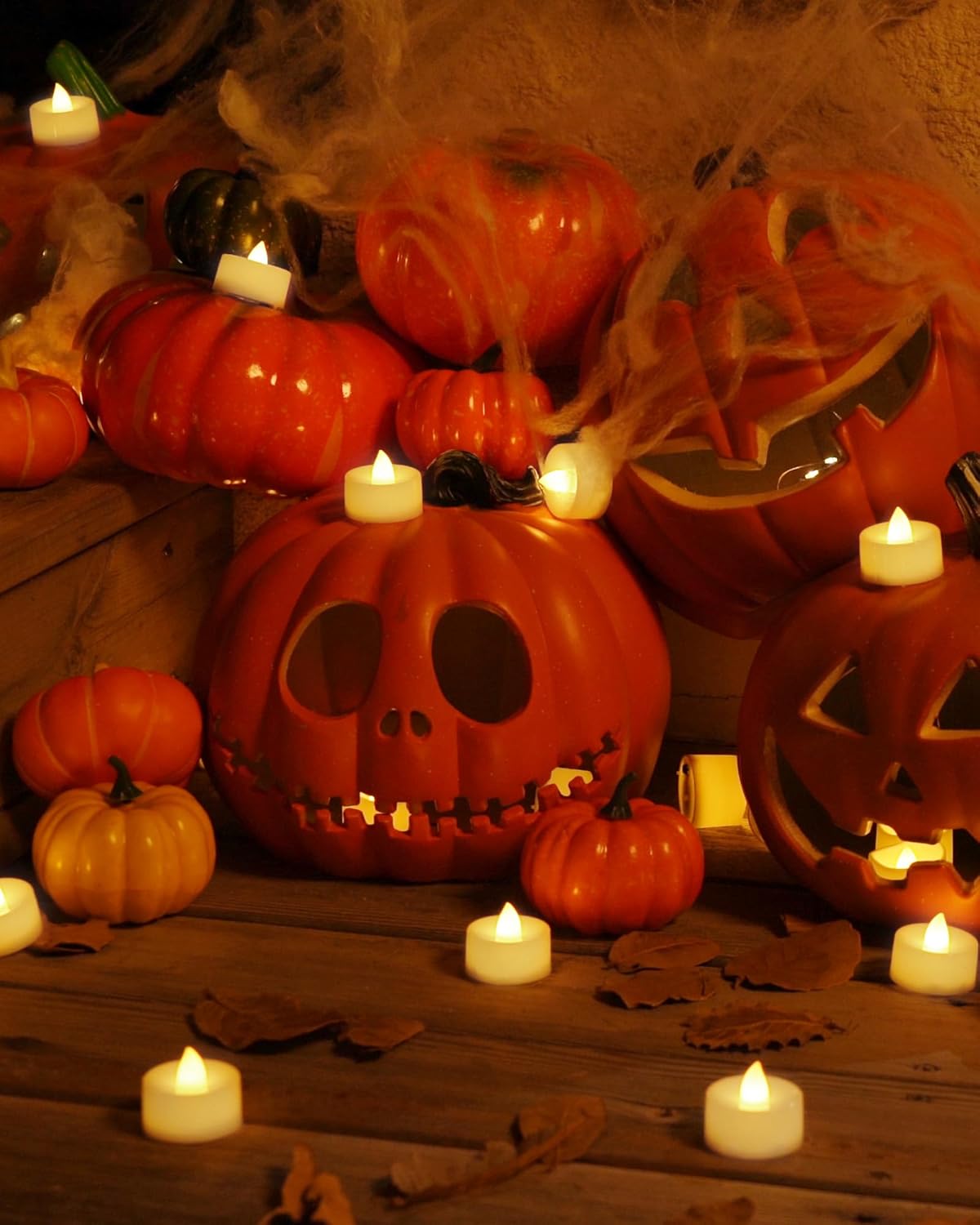 Homemory 12-Pack Flameless LED Tea Lights Candles Battery Operated, 200+Hour Fake Electric Candles TeaLights for Votive, Halloween, Ofrenda, Diya, Wedding Centerpiece Table Decor, Funeral, Christmas