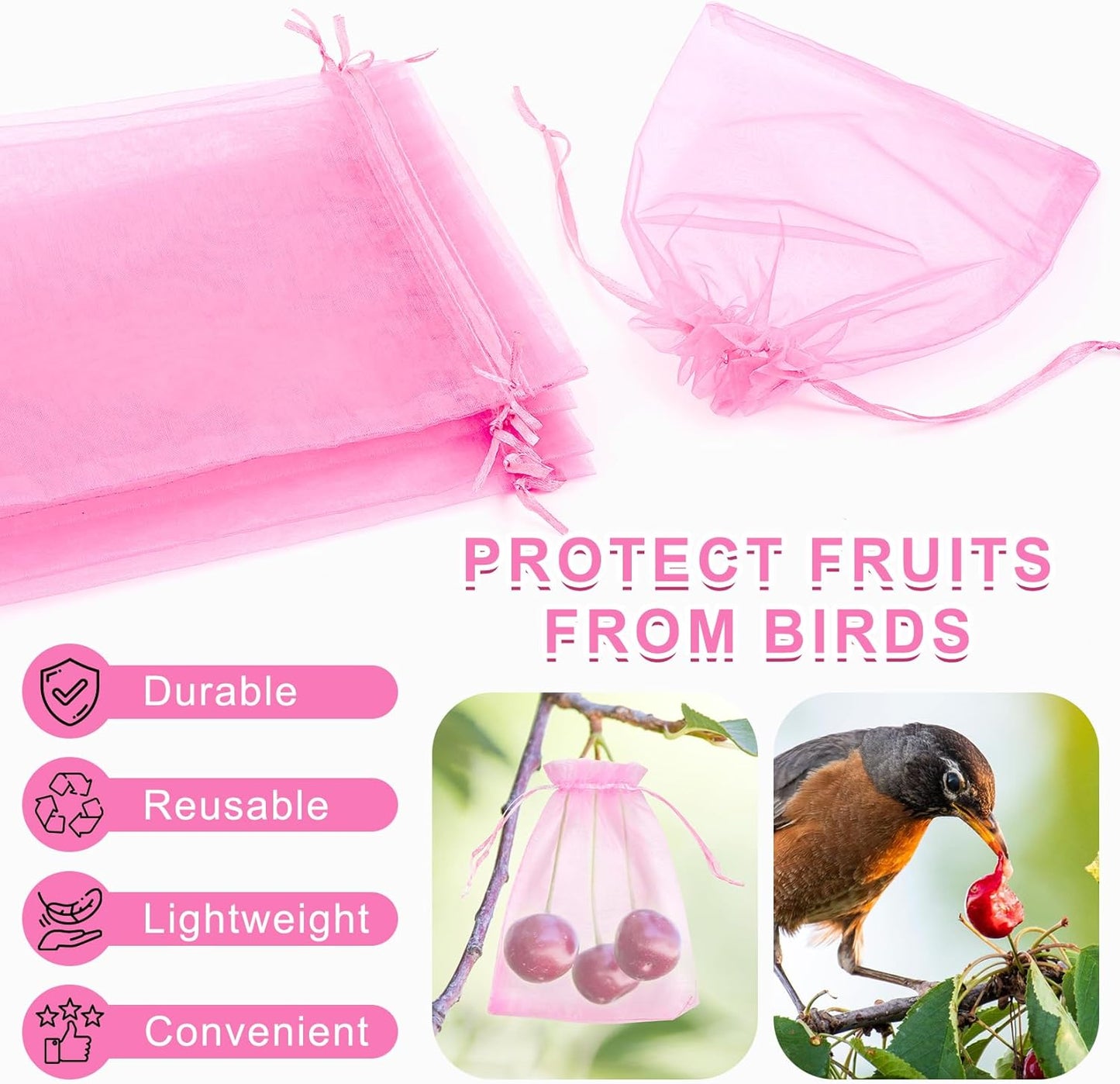 ANZNKU 50 Pack Organza Bags 4 x 6 inch Premium Sheer Drawstring Organza Bags for Candy Jewelry Party Wedding Christmas Favor Gift Bag (Pink)