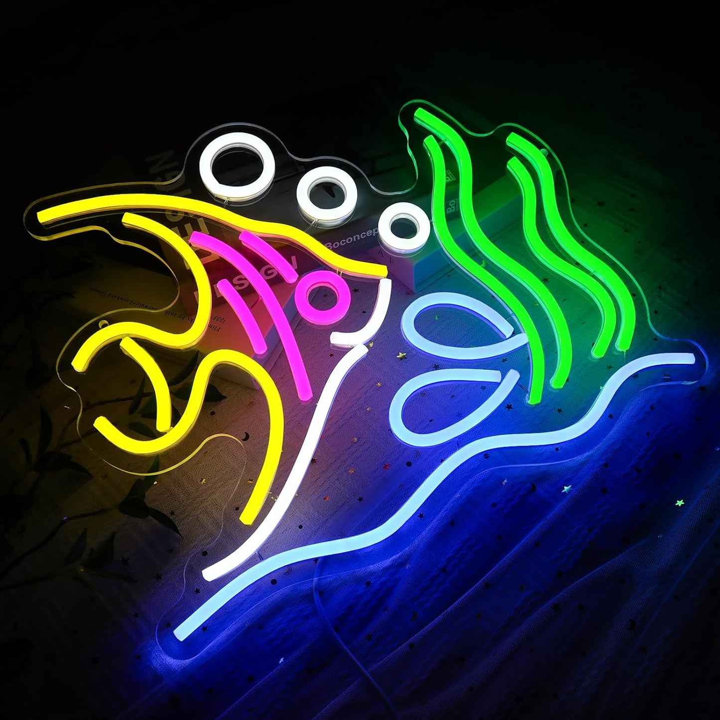 Tropical Fish Neon Sign for Wall Decor, Fish Led Signs for Room, USB Dimmable Neon Lights for Fish Shop Bar Home Pub Club Man Cave Party Store Office Restaurant Ocean Museum Decoration