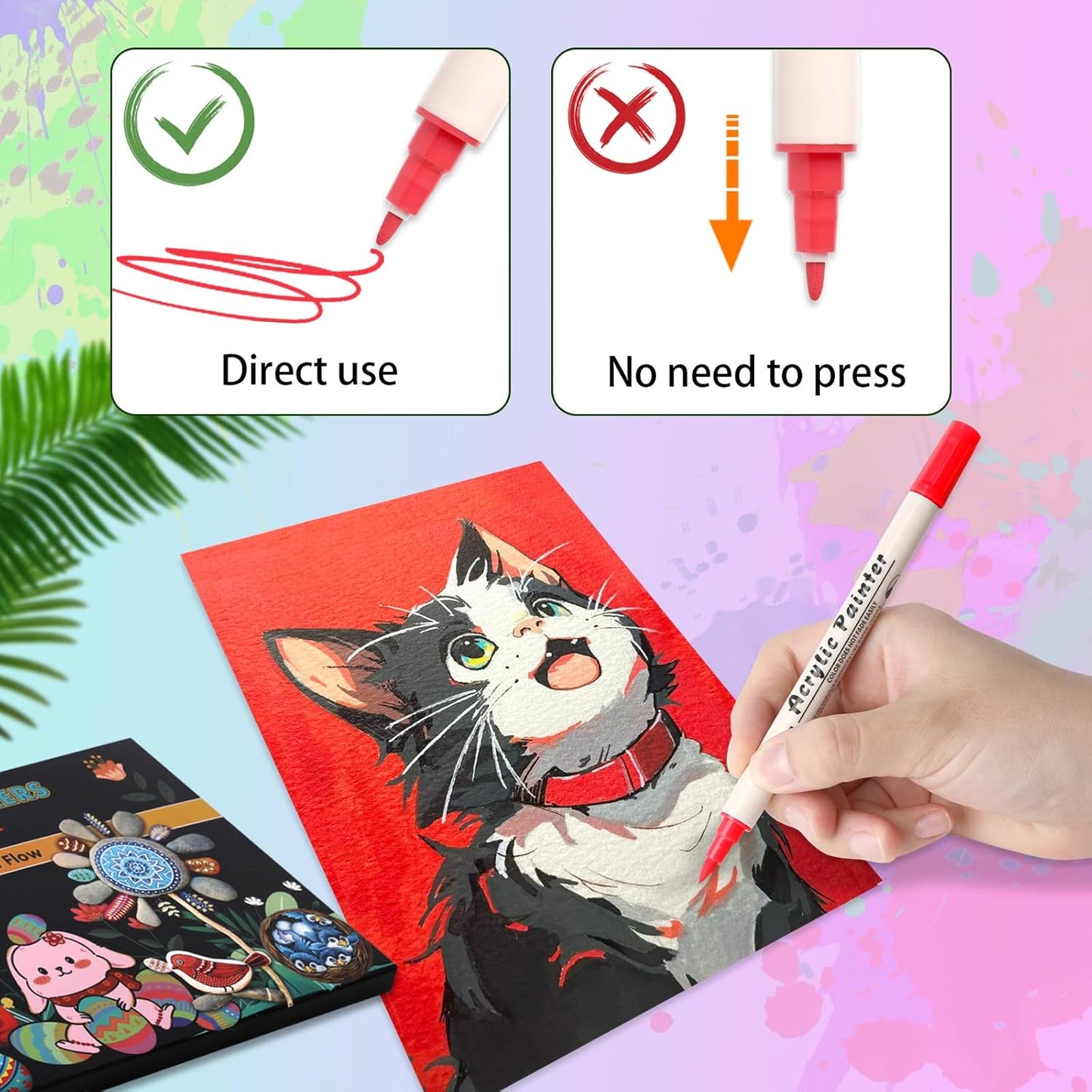 FUMILE 18 Colors Dual Tip Acrylic Paint Pens, Paint Pens paint Markers with Extra Fine Tip and Brush Tip for Wood, Rock, Glass, Ceramic, Canvas.Acrylic Markers for Halloween and Christmas.