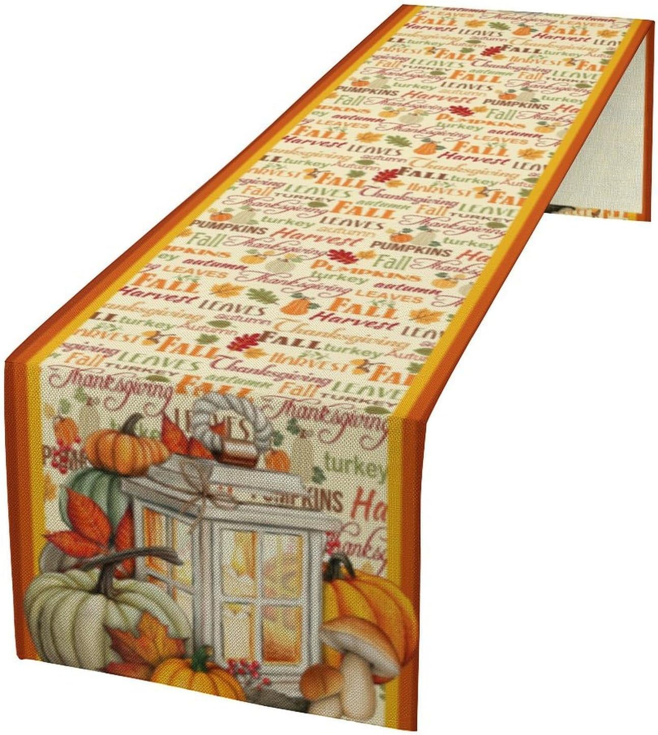 Autumn Table Runner,Farmhouse Leaves Pumpkin Thanksgiving Table Cloth for Kitchen Dining Table Decoration Home Party Decor 13x120 Inch