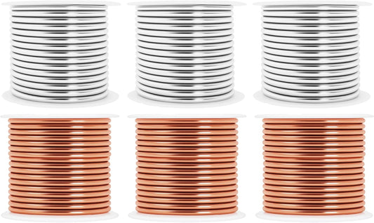 Mandala Crafts 10 Gauge Anodized Aluminum Craft Wire for Jewelry Making - 120 FT Colored Flexible Silver Copper Tone Wire - Bendable for Bonsai Armature Crafting Sculpting