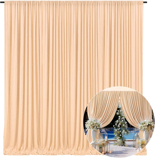 10 x 10 Feet Champagne Backdrop Curtain for Partie, Background Curtains for Photoshoot, Birthday, Wedding, Halloween, Thanksgiving, Christmas Day, New Year Party Decorations 5Ft x 10Ft, 2 Panels