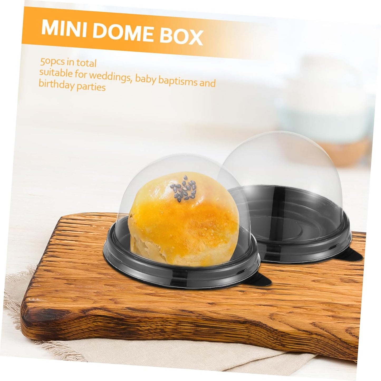 NUOBESTY Individual Cupcake Boxes 100pcs Round Plastic Transparent Dome Cupcake Boxes Egg-Yolk Puff Food Container Single Dome Boxes Baking Packing Box - Black