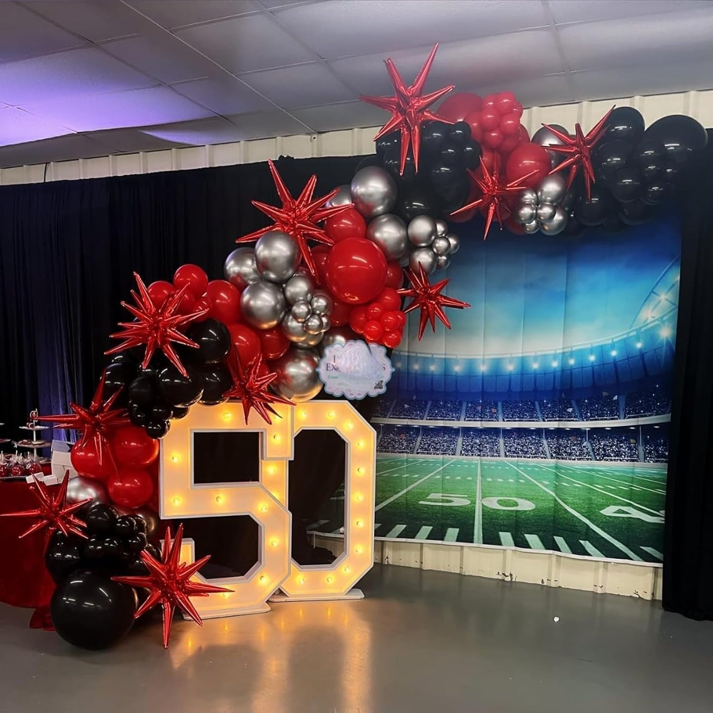 Black Red Star Balloons 12pcs, 27/22 Inch Foil Star Explosion Balloons, Large Spike Mylar Cone Balloon, Fireworks Shape Balloon Decor for New Year Casino Night Racing Car Theme Prom