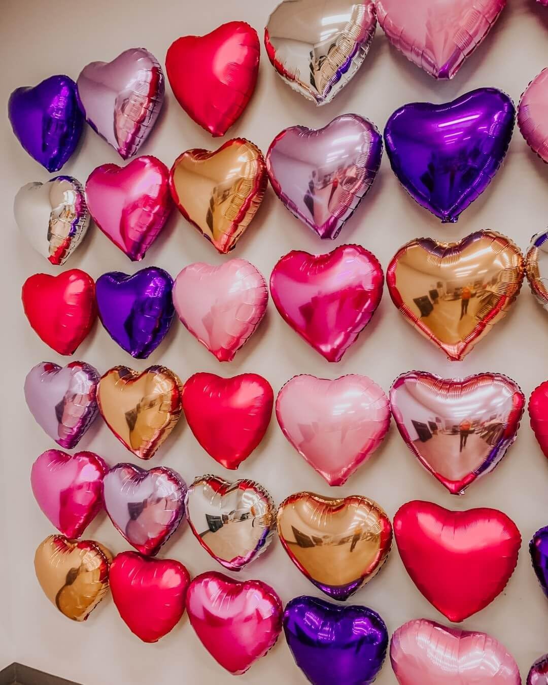 Hot Pink Heart Shaped balloons Pack of 12,18 Inch Silver Love Valentine Balloons Pink Heart Romantic Balloons For Valentines Day Wedding Bridal Shower Engagement Anniversary Party Decorations