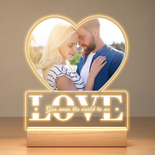 Personalized Gifts for Women Men Him Her, Custom Picture Frames with Photo, Customized Photo Frame with Night Light, Personalized Anniversary Couple Gifts for Boyfriend Girlfriend