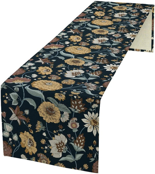 Boho Floral Table Runner Bohemian Floral Vintage Home Kitchen Dining Table Decoration 13x70 Inch 1PCS