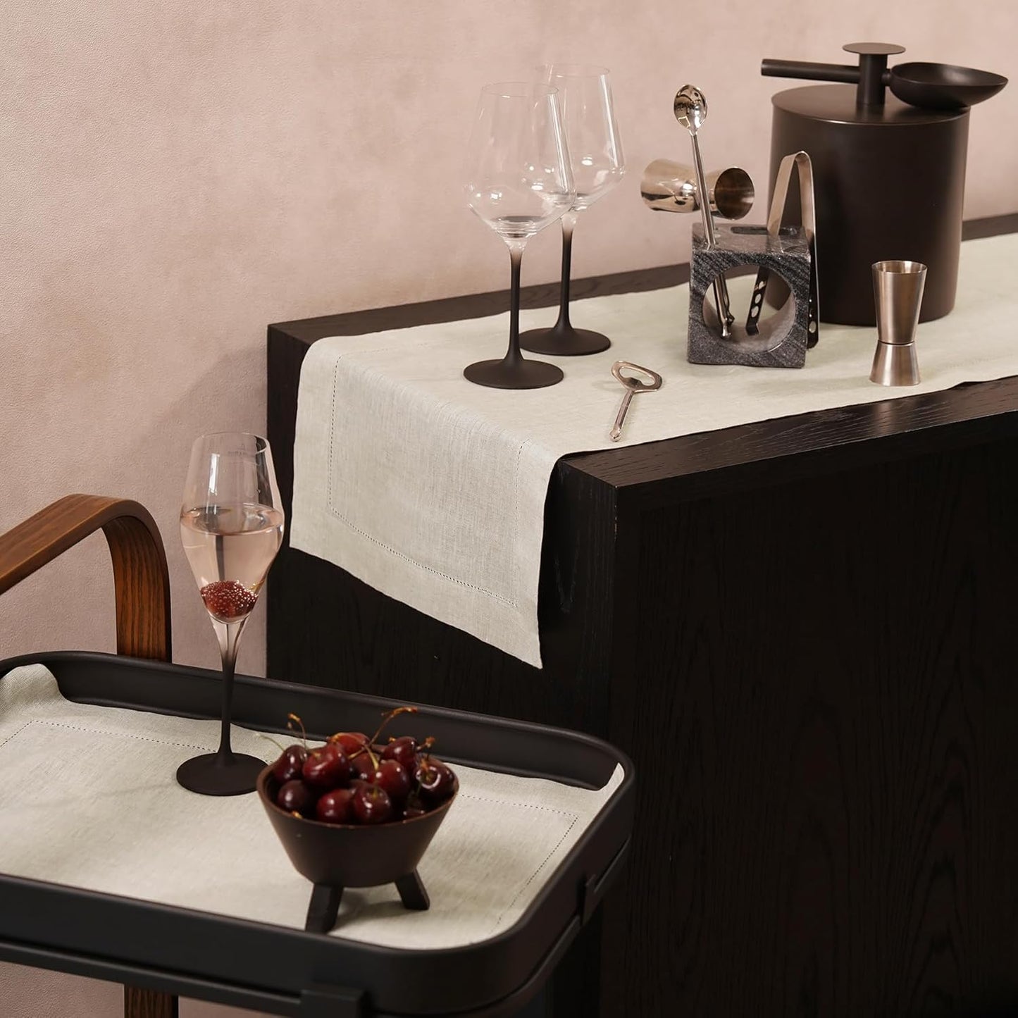 Linen Light Natural Table Runner 90 Inches - 100% Pure Linen Cloth Fabric Hemstitch Table Runner 14 x 90 Inch for Dining, Dresser, Thanksgiving, Fall Christmas - Lino