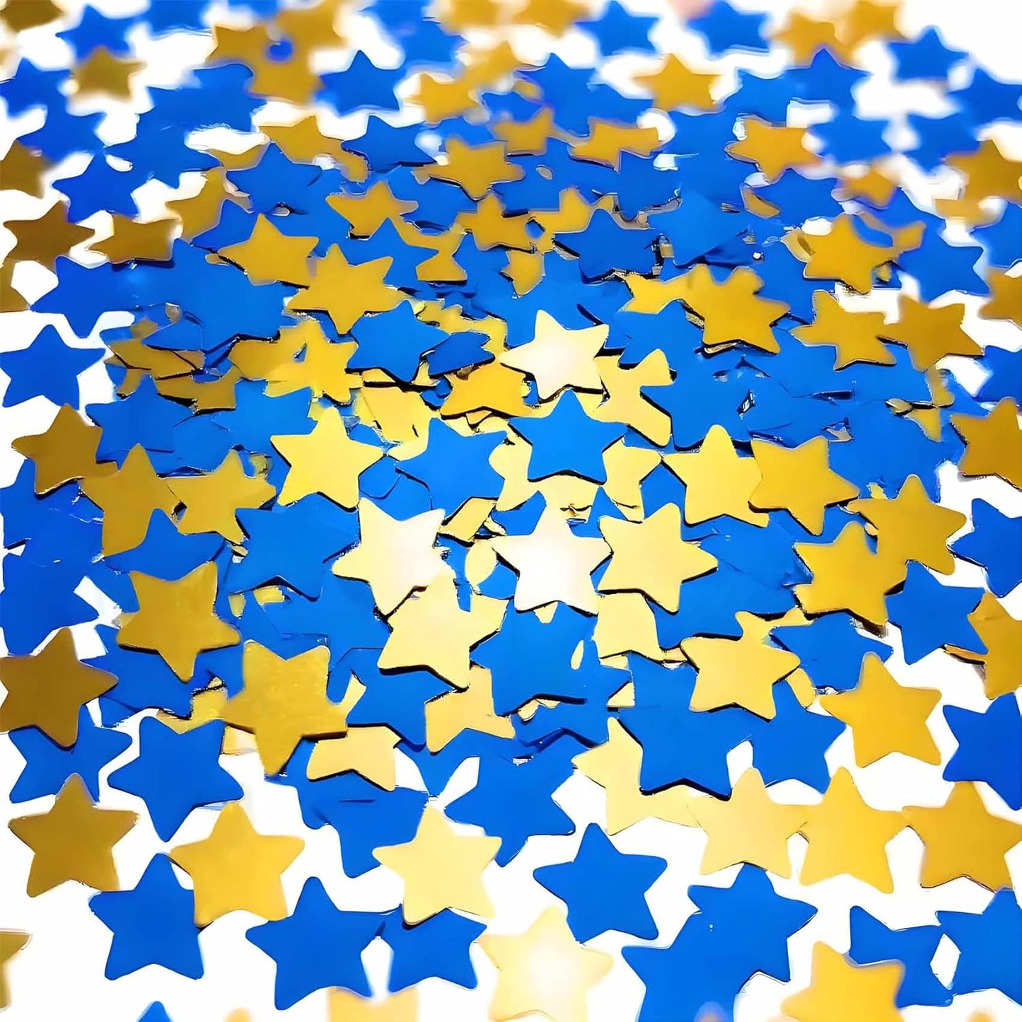 Yellow Blue Metallic Foil Star Confetti 0.78inch/2cm 8000Pcs Table Confetti for Party Birthday Decoration or Filled Balloons