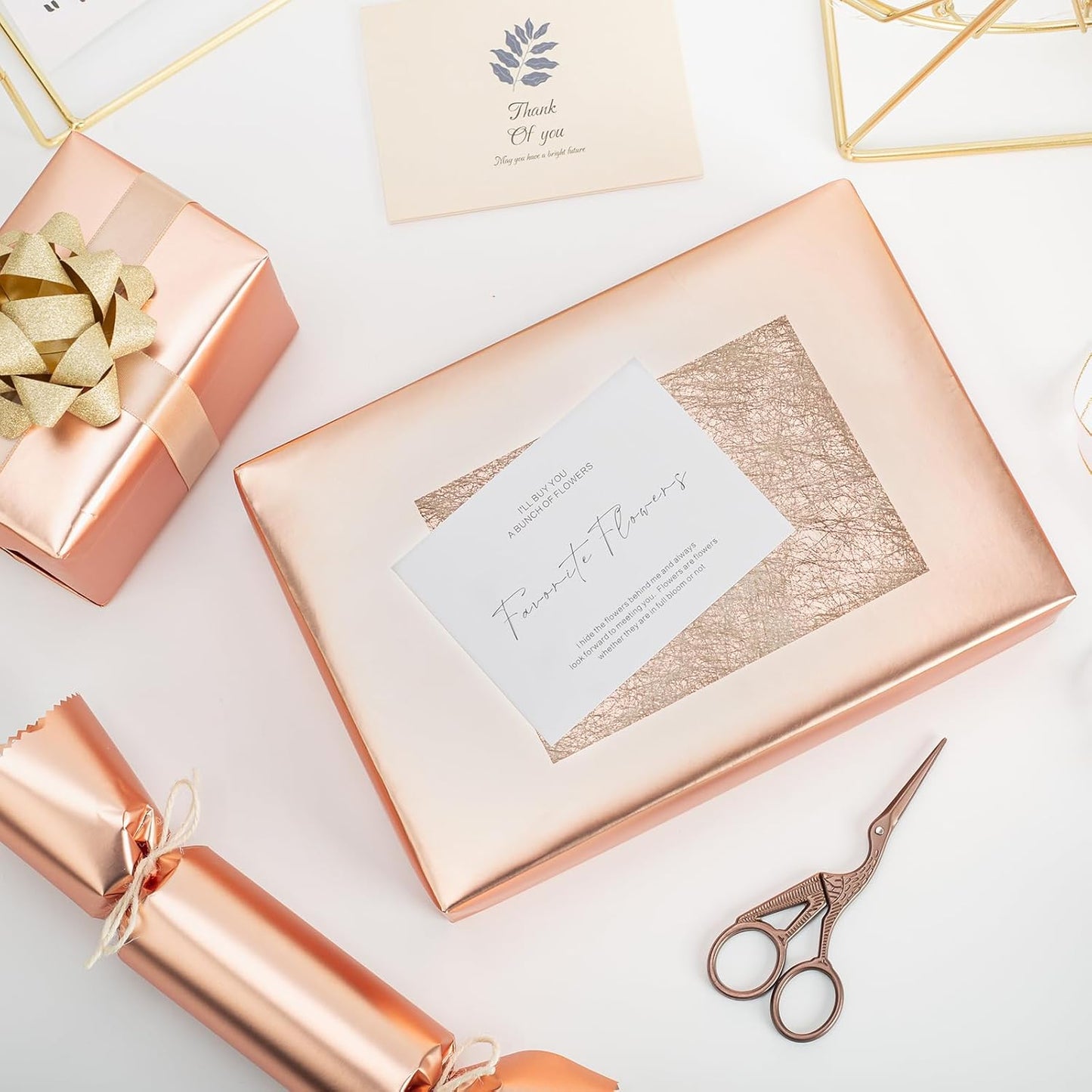 Garbendy Rose Gold Wrapping Paper Roll - Solid Color Metallic Paper Perfect for Birthday, Wedding, Baby Shower, Party - 17 Inch X 33 Feet