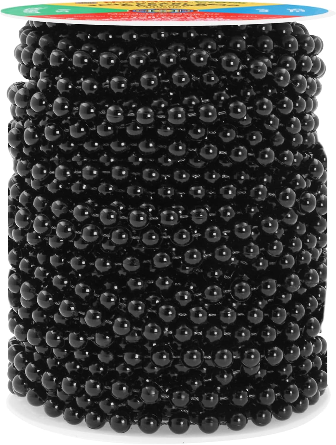 Mandala Crafts 6mm Faux Black Pearl Beads Roll - 27 Yards Strand of Fake Pearls Chain Garlands Spool String for Christmas Tree, Wedding, Party, Vases, DIY Decoration