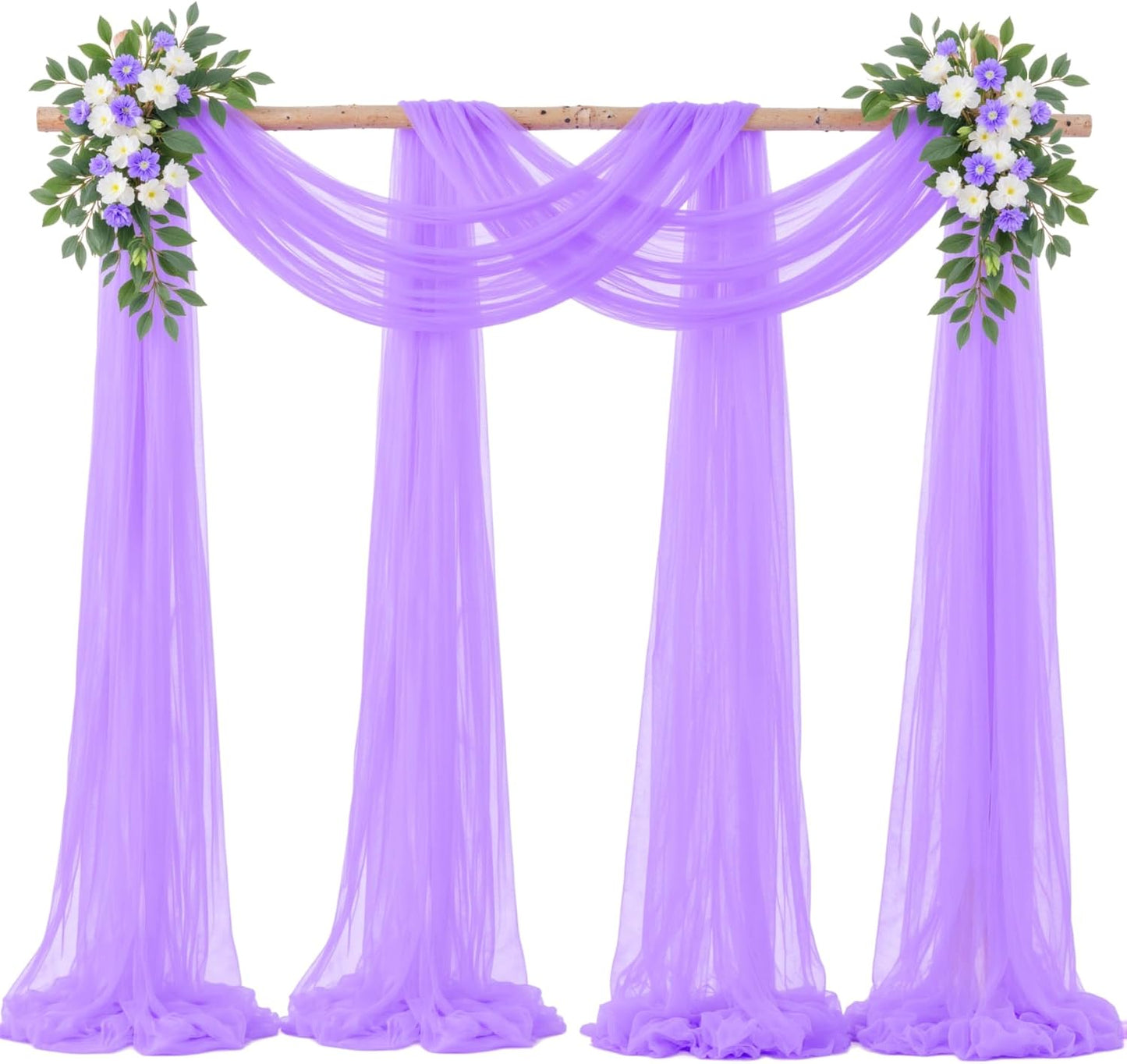 Lavender Purple Arch Draping Fabric for Wedding, 2 Panels 60" x 26Ft Chiffon Drapery Fabric Drapes Backdrop for Wedding Ceremony Baby Shower Bridal Shower Decoration