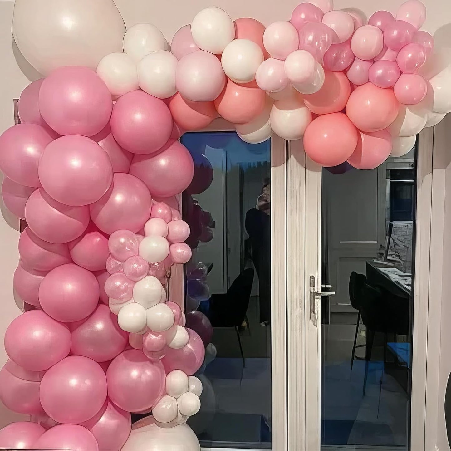 Hot Pink White Balloons, Pink White Balloons, Pink and Silver Confetti Balloon for Woman Birthday Girls Baby Shower Party Wedding Graduation Bridal Shower Decorations