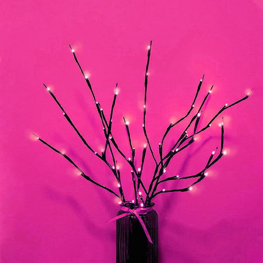 MENCH Branch Lights,3 Pcs Twig Light USB&Battery Powered 8 Flashing Modes by Remote Control.Branch Lights for Indoor, Light Up Decorations for Halloween Day and Christmas,Pink