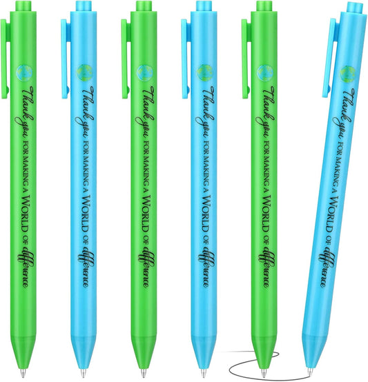 24 Pcs Earth Day Pens Bulk Party Favors Novelty Cute Green Blue Retractable Ballpoint Pen Earth Day Gift for Desk Decoration Accessories Stationery Office, 2 Styles