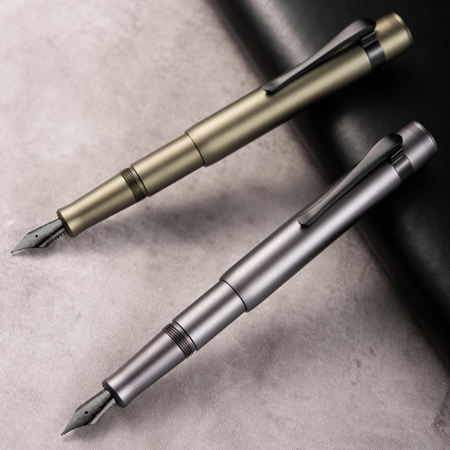 Hongdian M2 Black Forest Mini Fountain Pen, Extra Fine Soft Nib & Sleek Shape Aluminium Short Pocket Travel Pen (Space Gray)