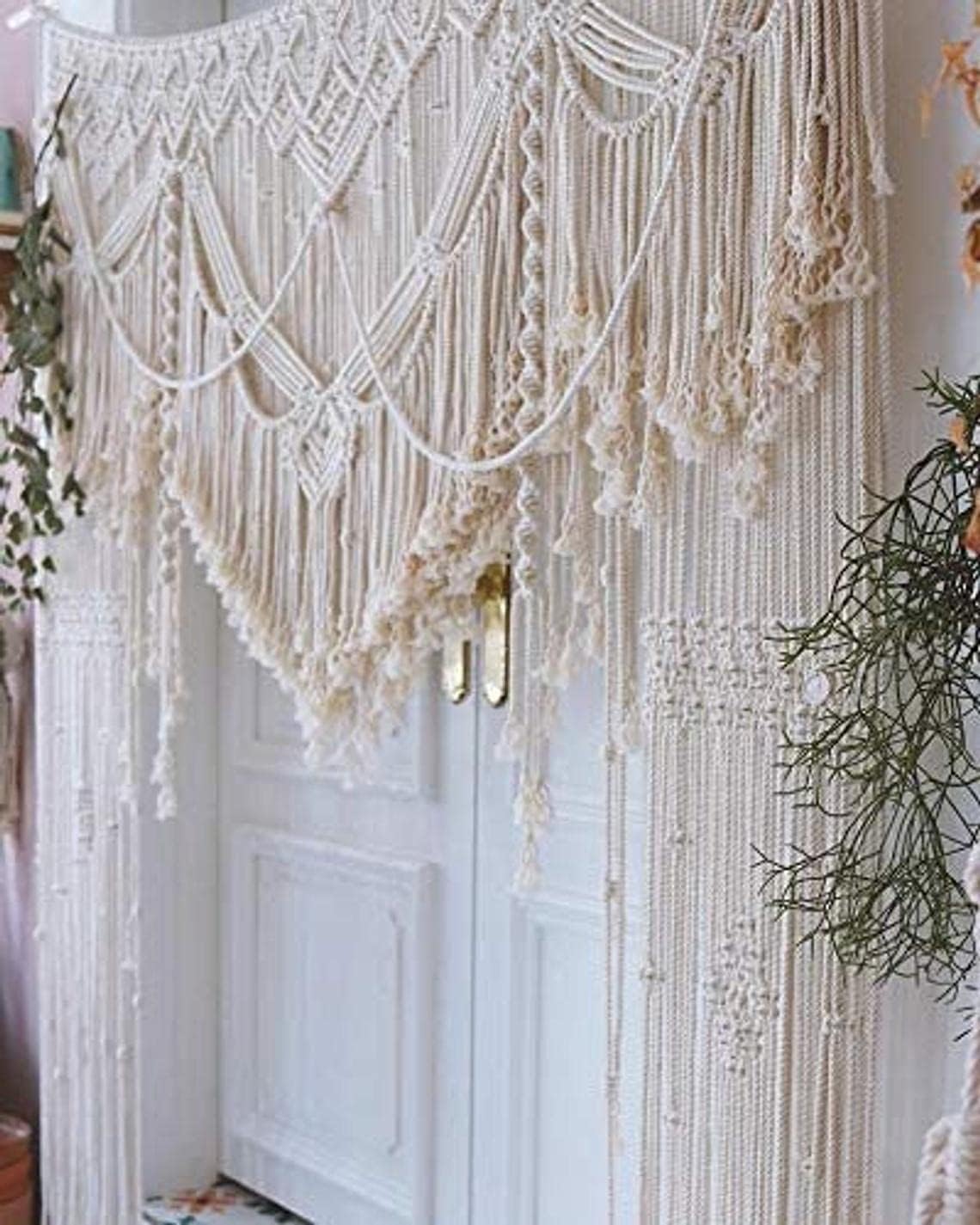 S.N.HANDICRAFTS Macrame Large Curtain Bohemian Boho Decoration Backdrop Wedding Wall Hanging (60X85)