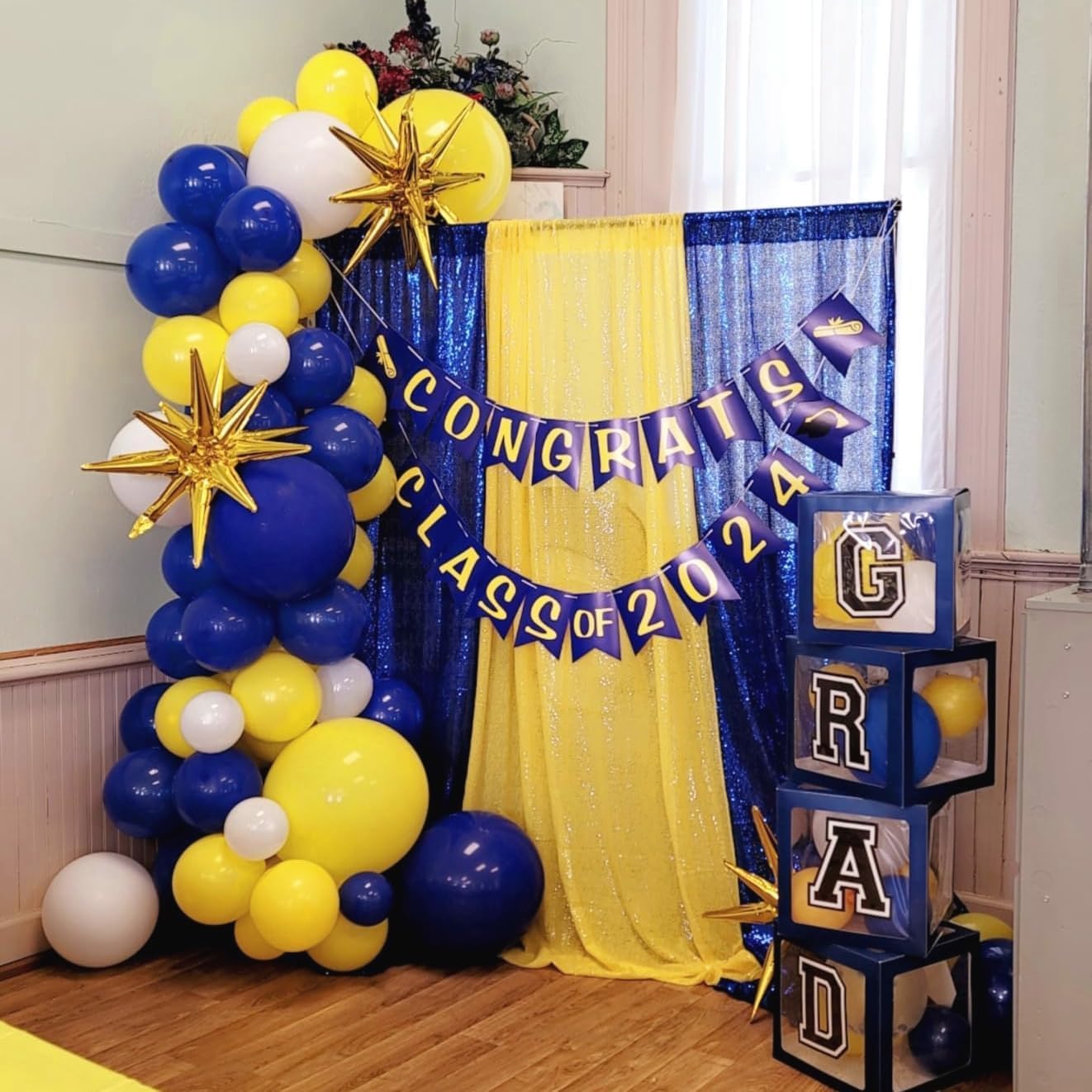 Navy Blue Yellow White Balloons, 12 Inch Navy Blue Yellow White Party Balloons, Dark Blue Yellow Latex Balloons Set for Boys Men Birthday Wedding Baby Shower Graduation Anniversary Party Decorations