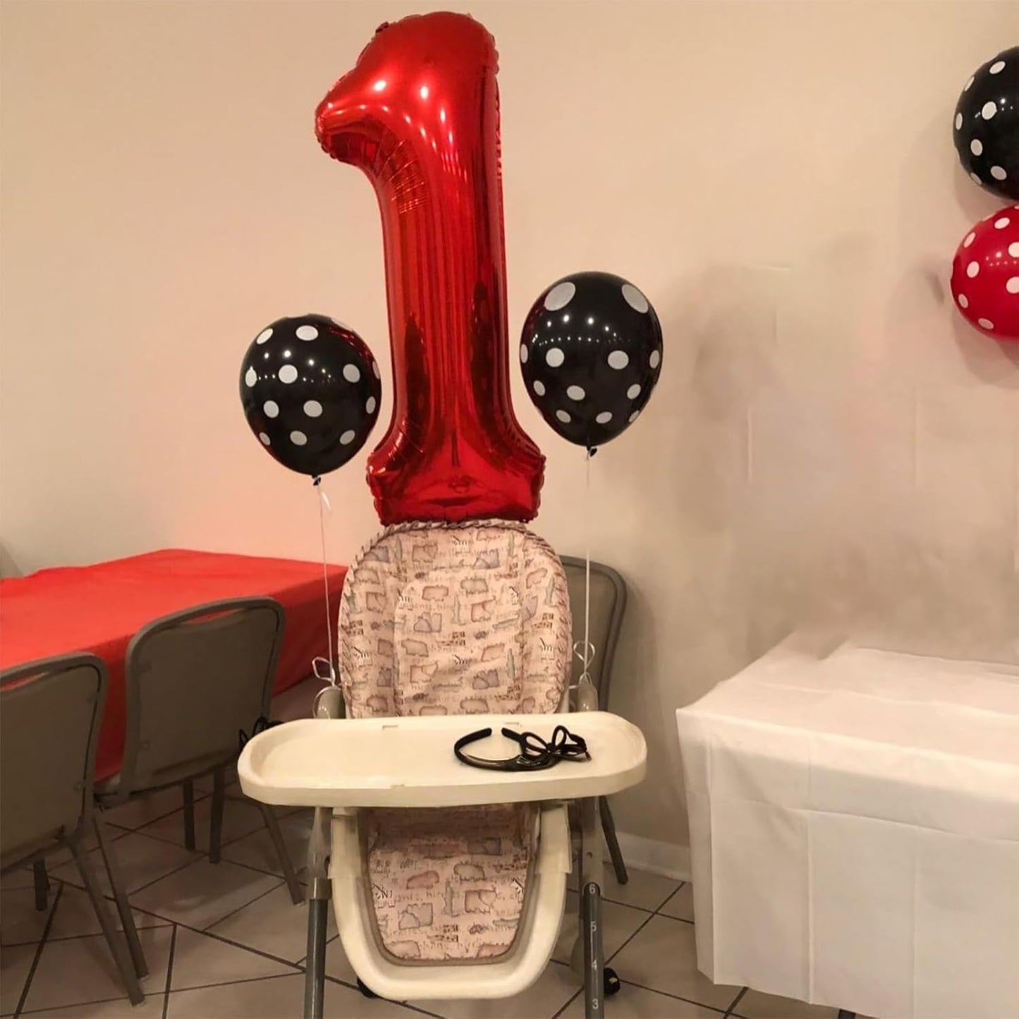 Red Number 1 Balloons, 40 Inch Large Foil Number Balloons Set 0-9 for Women, Self Inflating Digital 1 Helium Balloon for Girls Boys 1st Age Birthday Anniversary Party Decorations Photo Shoot Supplies