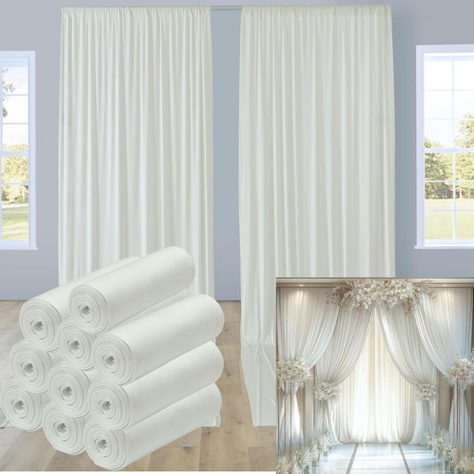 leegleri 50ftx12ft Wrinkle Free Ivory Backdrop Curtain, 10 Panels 12FT Height Ivory Wedding Backdrop Drapes, Silky Polyester Back Drop Cloth for Birthday Photography Background Party Backdrop Draping