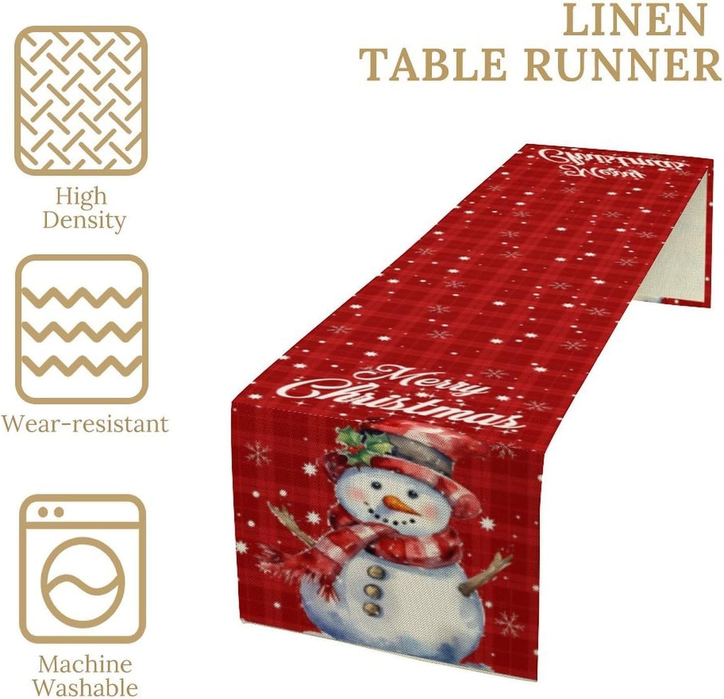 Christmas Table Runner,Christmas Snowman Snowflakes Winter Seasonal Table Cloth Kitchen Dining Table Decoration for Home Party Decor 13x108 Inch