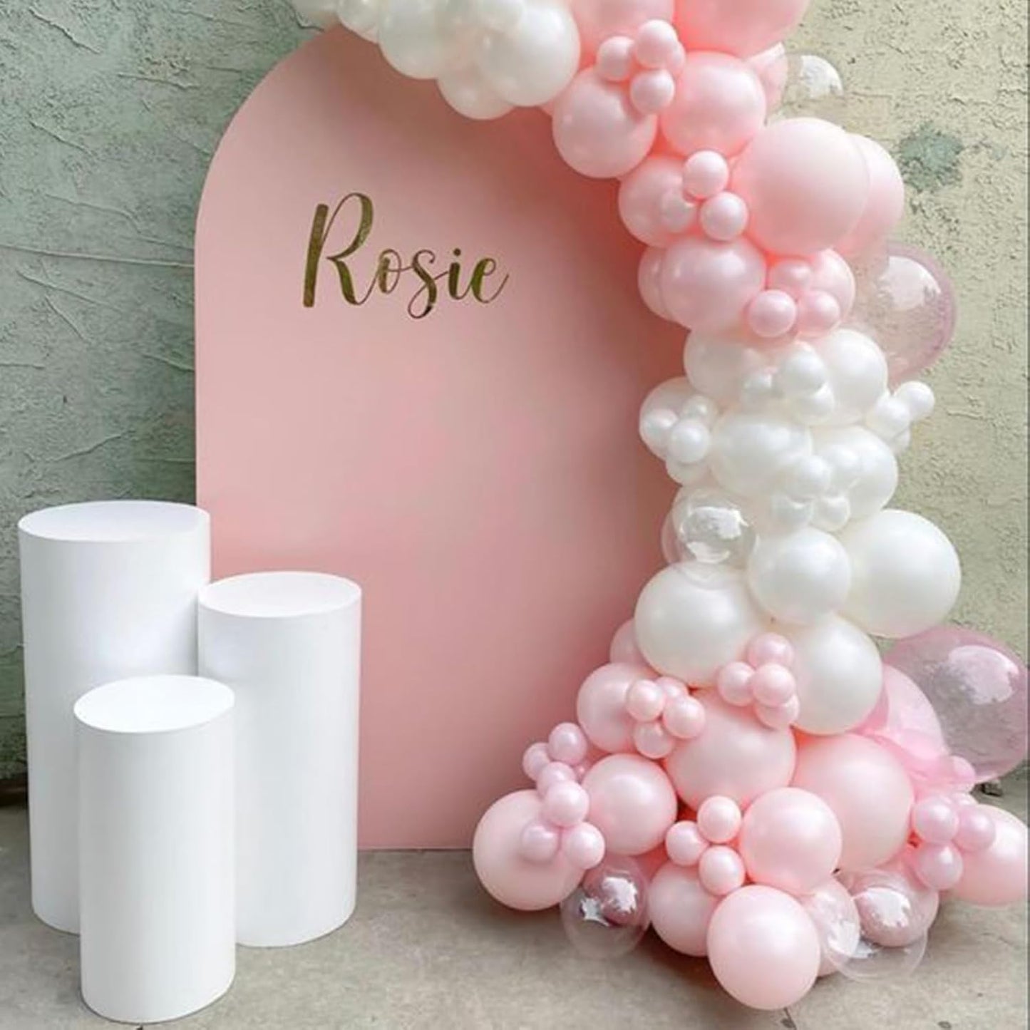 Biapian Pink & White Metallic Chrome Confetti Latex Balloons - 12 Inch Ribbon Party Balloons Set for Girls' Birthday Princess Parties