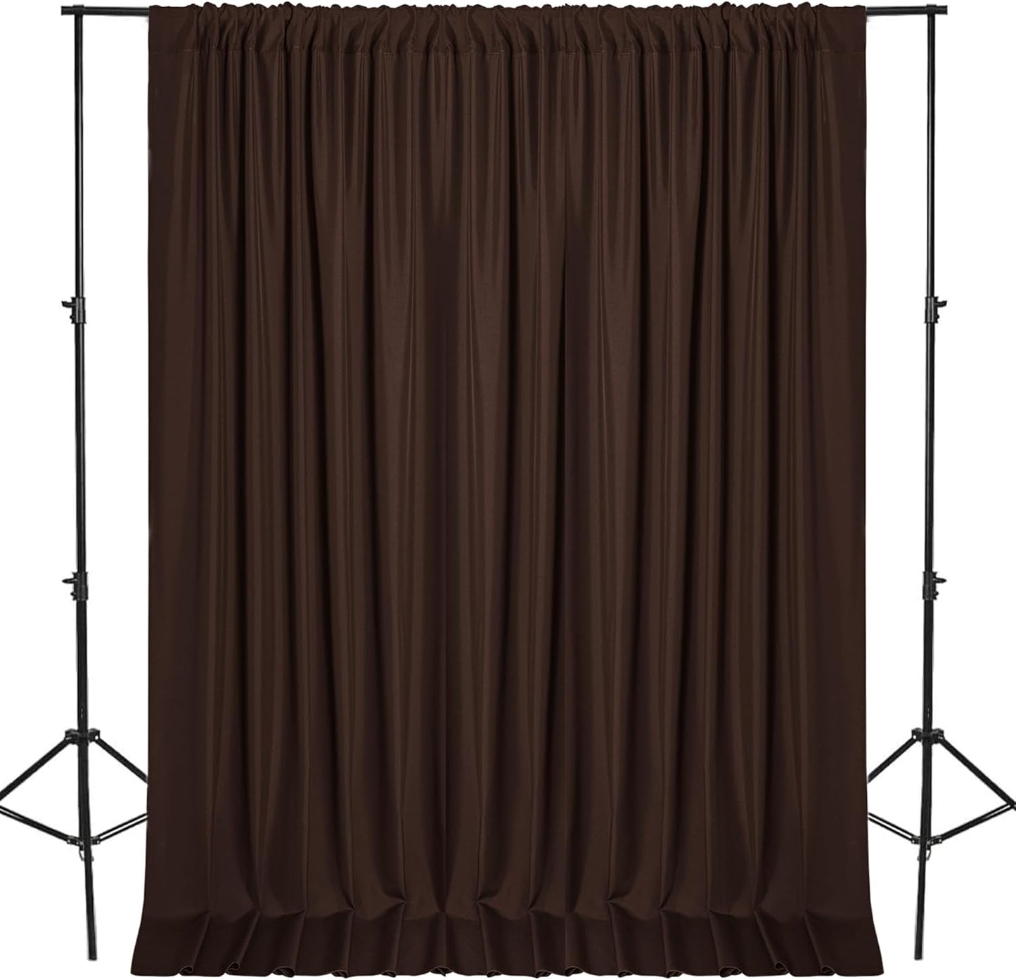 DWCN 10x7 FT Backdrop Curtains for Parties, Photography Backdrop Drapes with Rod Pockets for Wedding Decorations Stage Birthday Family Gatherings, 2 Panels 5ft x 7ft, Brown