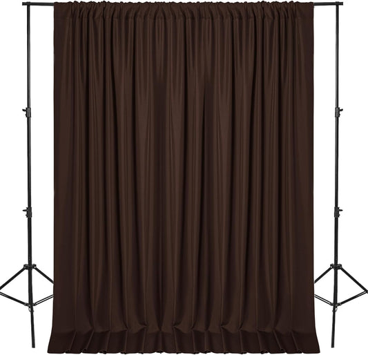 DWCN 10x10 FT Backdrop Curtains for Parties, Photography Backdrop Drapes with Rod Pockets for Wedding Decorations Stage Birthday Family Gatherings, 2 Panels 5ft x 10ft, Brown