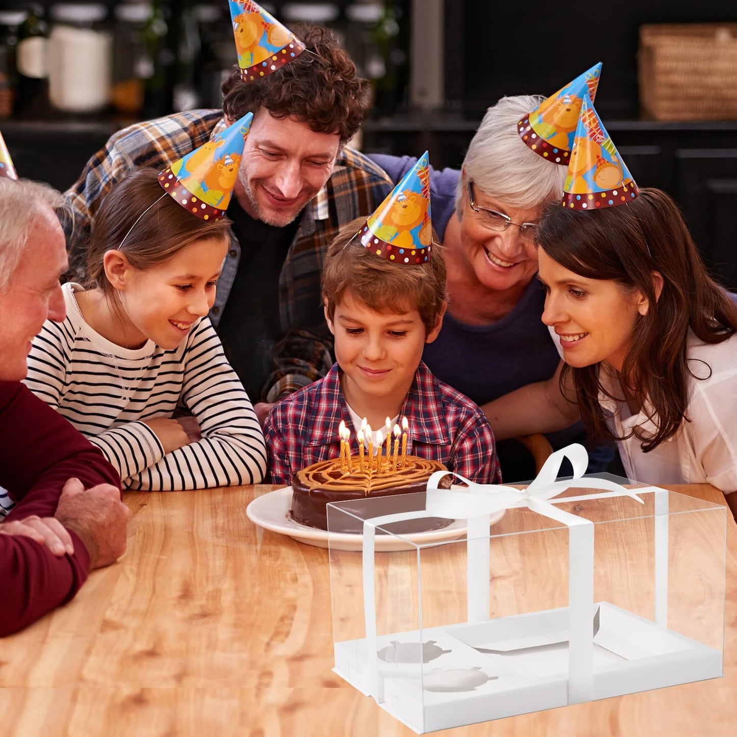 JCD 9 Pcs Cake Cupcake Combo Boxes,1+2 Cupcakes carriers 2 Cupcakes Holes,with 2 Cupcake Holes - Cake and Cupcakes Boxes - Pastry Sweets Bento Box (1+2/9Pcs)