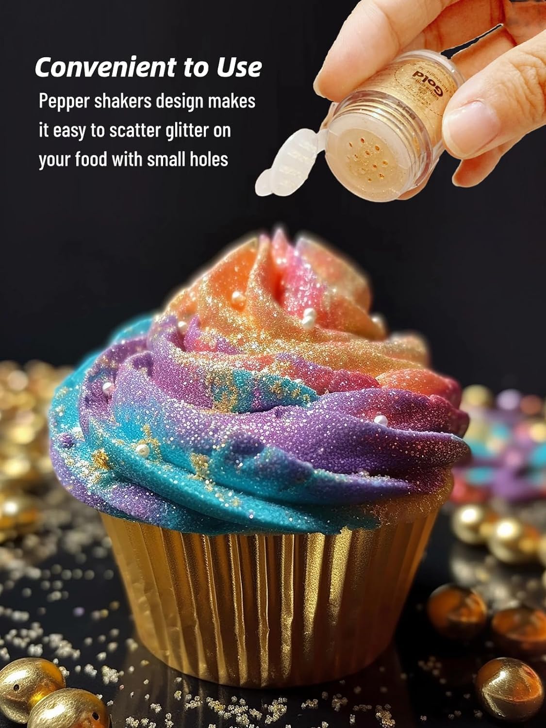 Shanlinly Red Edible Glitter for Cakes Drinks - Food Grade 5g Shimmer Luster Glitter Dust Edible Glimmer Powders for Strawberries, Sprinkle on Sparkle, Chocolate, Cookie, Cupcake, Cocktail, Vegan