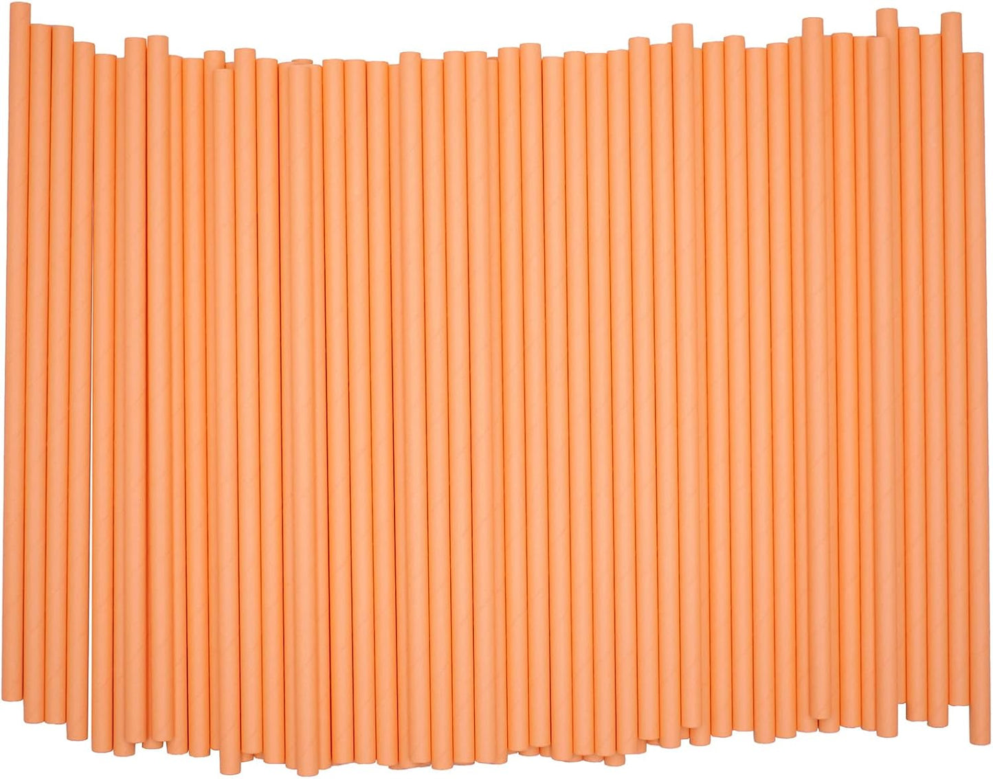 Pack of 300 Pastel Orange Biodegradable 4-Ply Paper Drinking Straws (Compostable, Non-toxic, BPA-free)