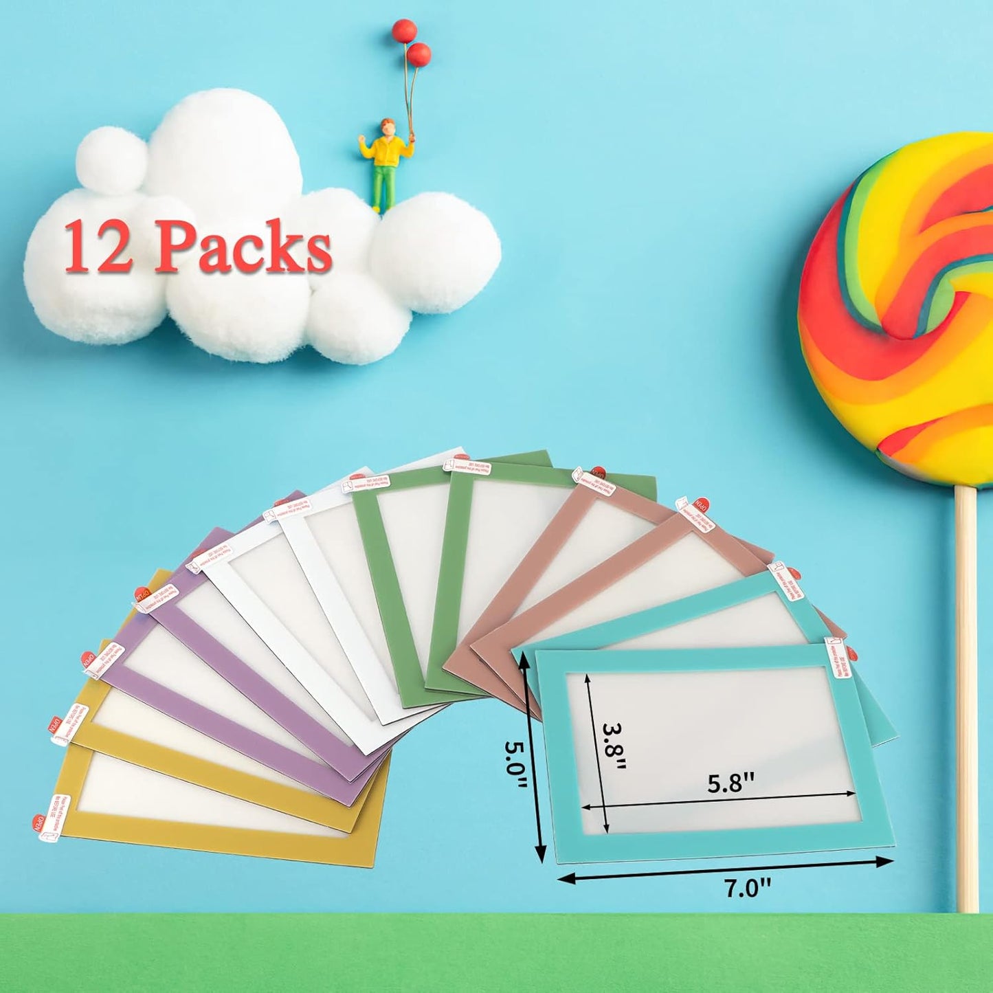 CRUGLA 12 Packs Colorful 4x6 Magnetic Picture Frames for Refrigerator Locker, Colored Peel and Stick Frame Bulk, 4 by 6 Photo Holders for Fridge Dishwasher Whiteboard, 6 Colors