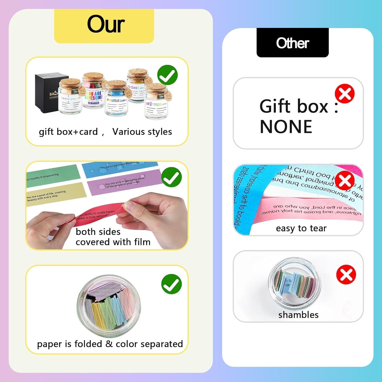 Positive Jar with 90 Positive Quotes Graduation Gifts for Dad Father Teacher Christmas Self Care Anxiety Stress Relief Unique Health Wellness Gifts for Women Man