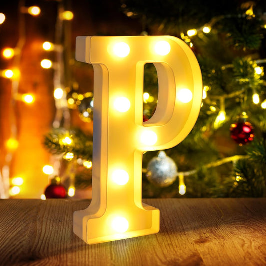 Light Up Letters P,LED Sign Marquee Letters 26 Alphabet for Party Birthday Name,Wedding,Christmas Decorations,Personalized Name Sign Letter for Centerpieces Table and Wall Decor