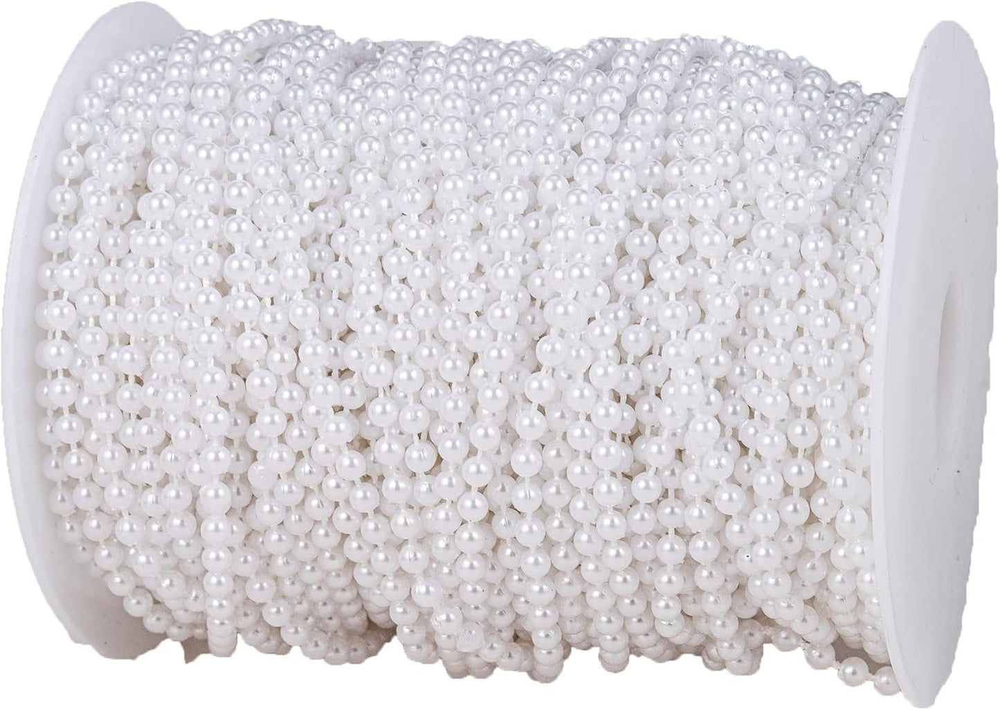 4mm Crafts Faux Pearl Beads Garland Pearl Bead Roll Strand of Pearls to Decorate Floral Centerpieces Wedding Party Favor Christmas Tree(131 Feet White)