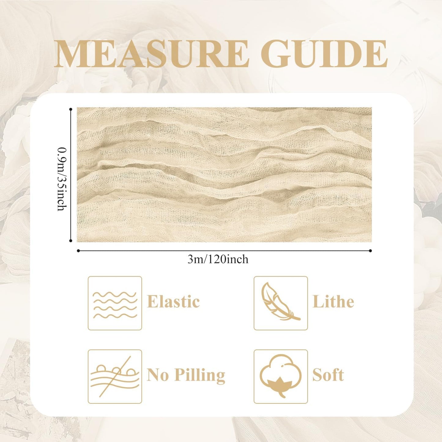 Asee'm 2pcs Cheesecloth Table Runner 120 Inches Long Beige Boho Gauze Cheese Cloth Runner 10FT Rustic Sheer Table Runners for Christmas Wedding Party Baby Shower Spring Easter Decoration