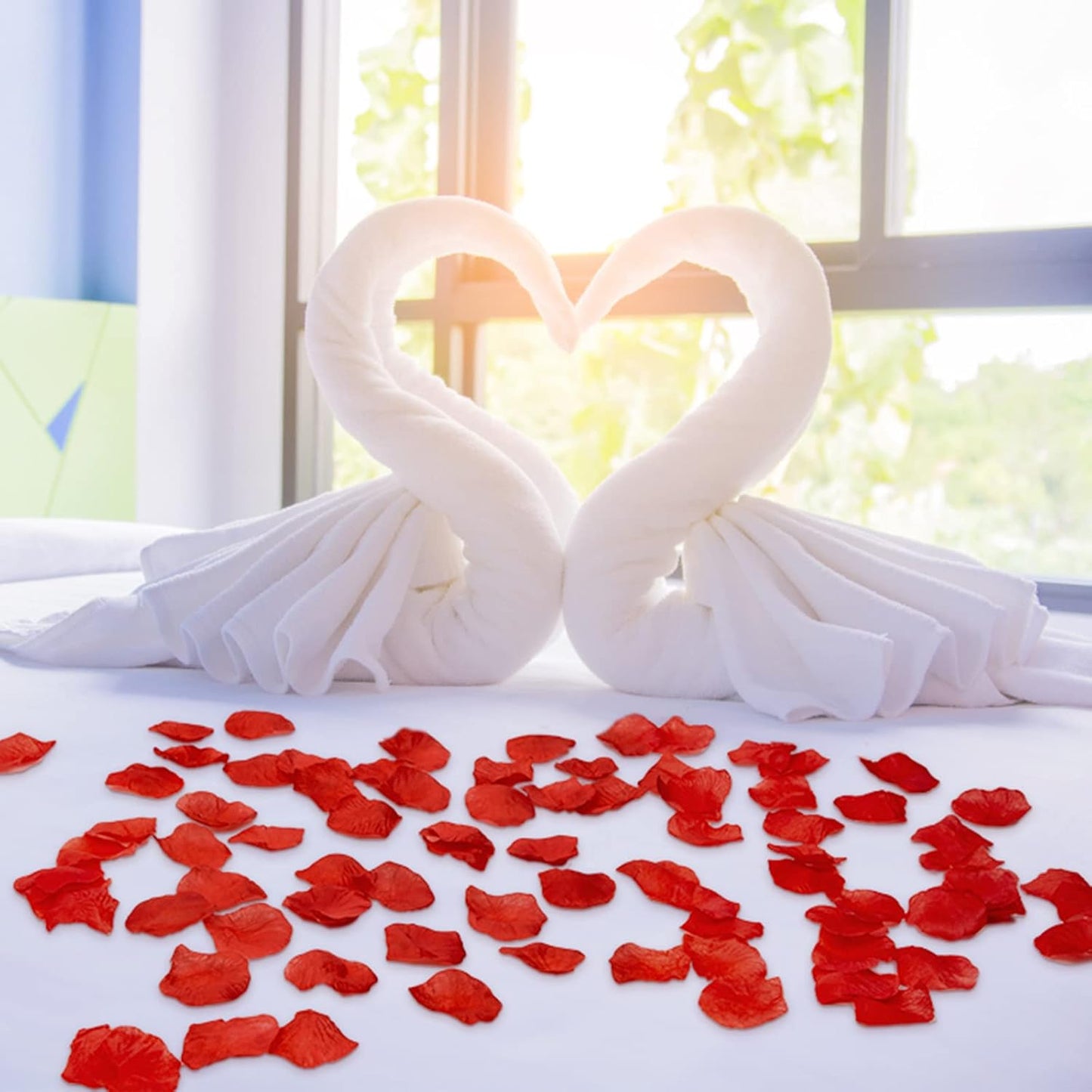 Ouddy Decor 5000 Pcs Rose Petals Artificial Flower for Valentine's Wedding Decor Romantic Night Event Anniversary Shower Engagement Party Home Decorations, Red