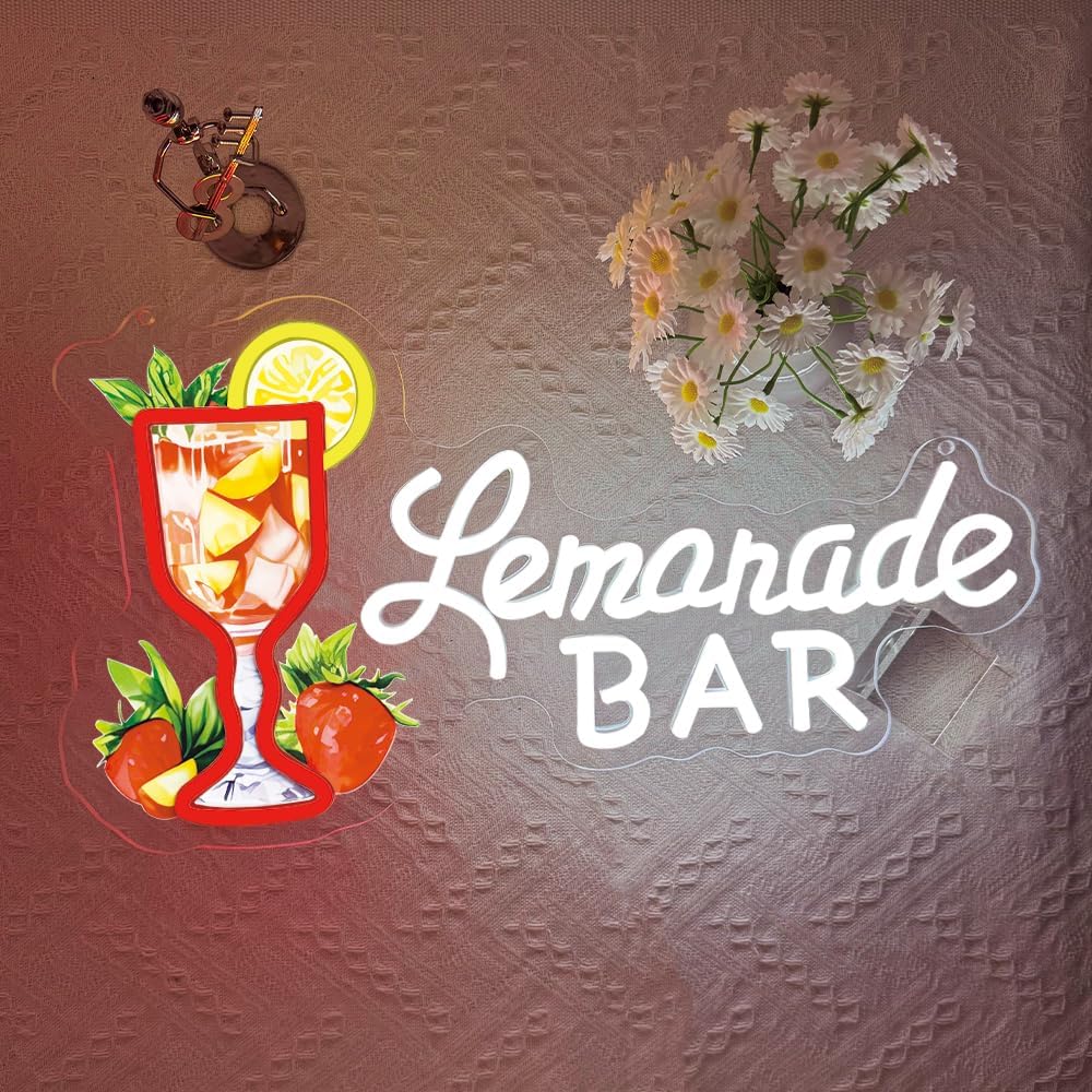 Lemonade Neon Sign,Lemonade Bar Led Neon Signs Wall Decor, Cocktail Bar Drinks Neon Signs for Business Art Wall,Restaurant,Shop,Pub, Night Club, Man Cave Decoration